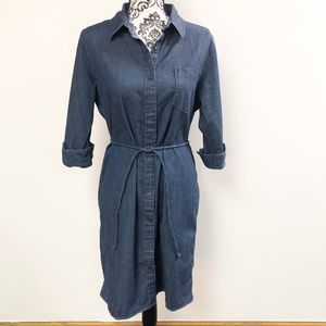 L.L. Bean Womens 12 Denim Shirtdress Blue Jean